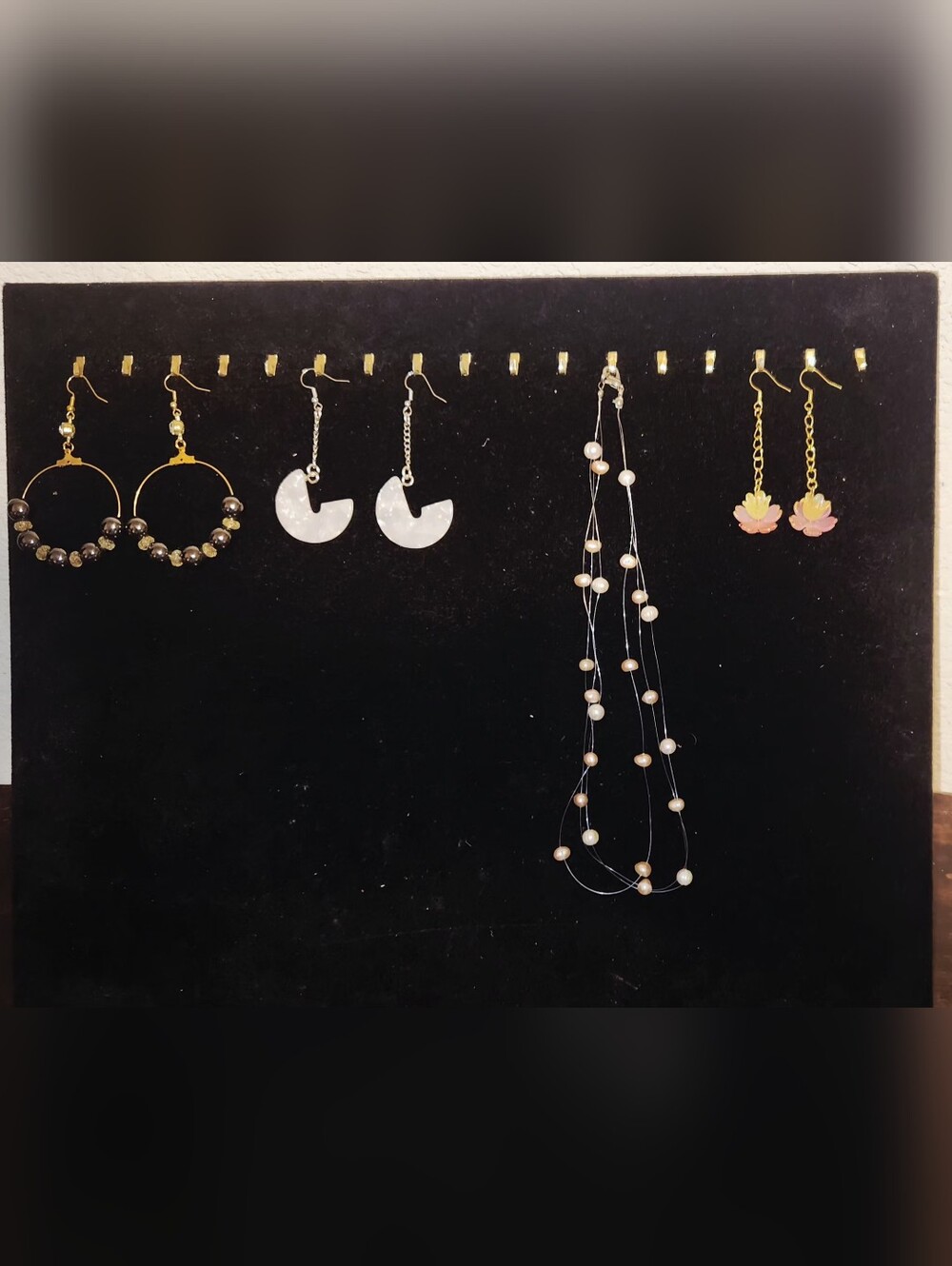 Handmade Pink Flower Drop Earrings - Brand Unknown